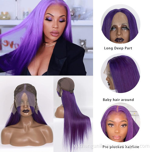 Uniky Silky Straight 13x4 T Part Transparent Lace Front Wig Color Pre Plucked Long Human Hair Swiss Lace Wigs for Black Women